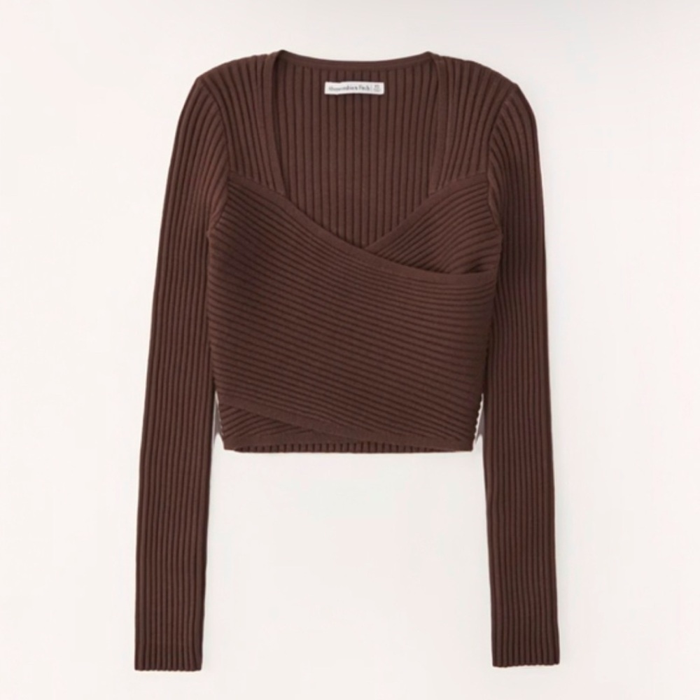 Abercrombie & Fitch Brown Ribbed Long Sleeve Top